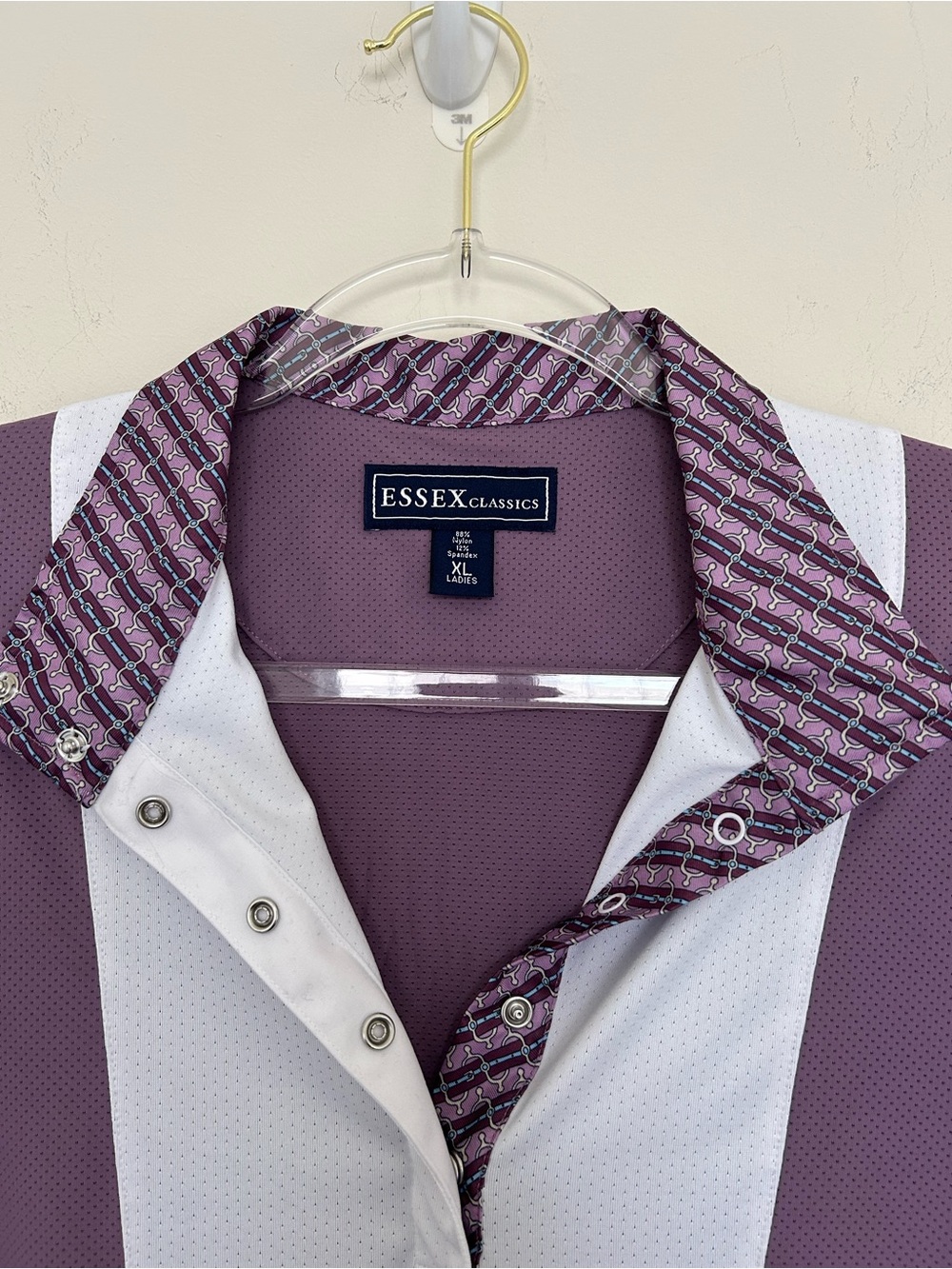 Essex Classics Equestrian Collared Show Shirt Top Size XL Purple